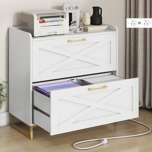 Lateral File Cabinet with 2 Drawers & Charging Station - 1 of 4