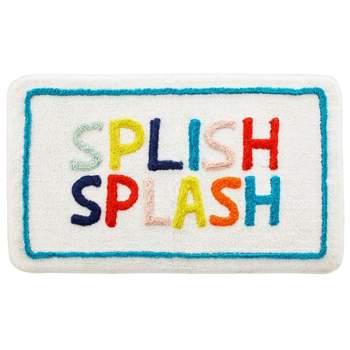 mDesign Soft Cotton Spa Mat Bathroom Rug, "Splish Splash" Design - Multi Color