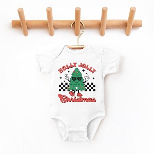 The Juniper Shop Holly Jolly Christmas Tree Baby Bodysuit - 6 Month - White - 1 of 3