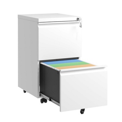 NicBex 2 Drawer Mobile File Cabinet with Casters,Office Cabinet with Handle Free Design,Modern Storage Cabinet,Filing Cabinets for Home Office