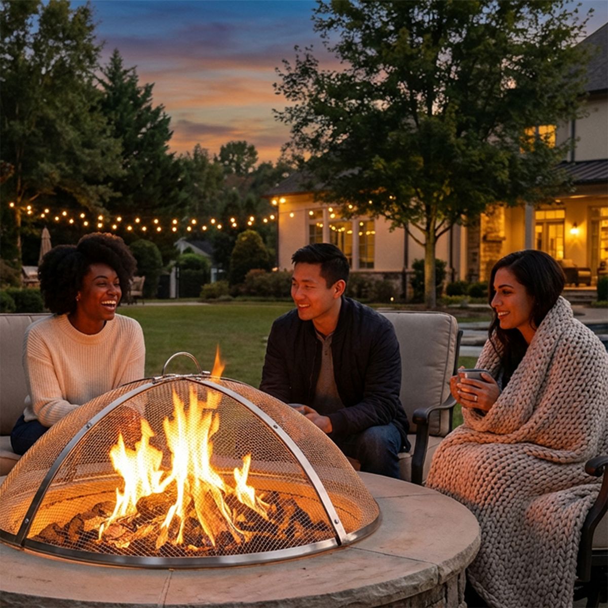 Sunnydaze Heavy-Duty Stainless Steel Mesh Round Fire Pit Spark Screen with Lifting Ring - thumbnail 10