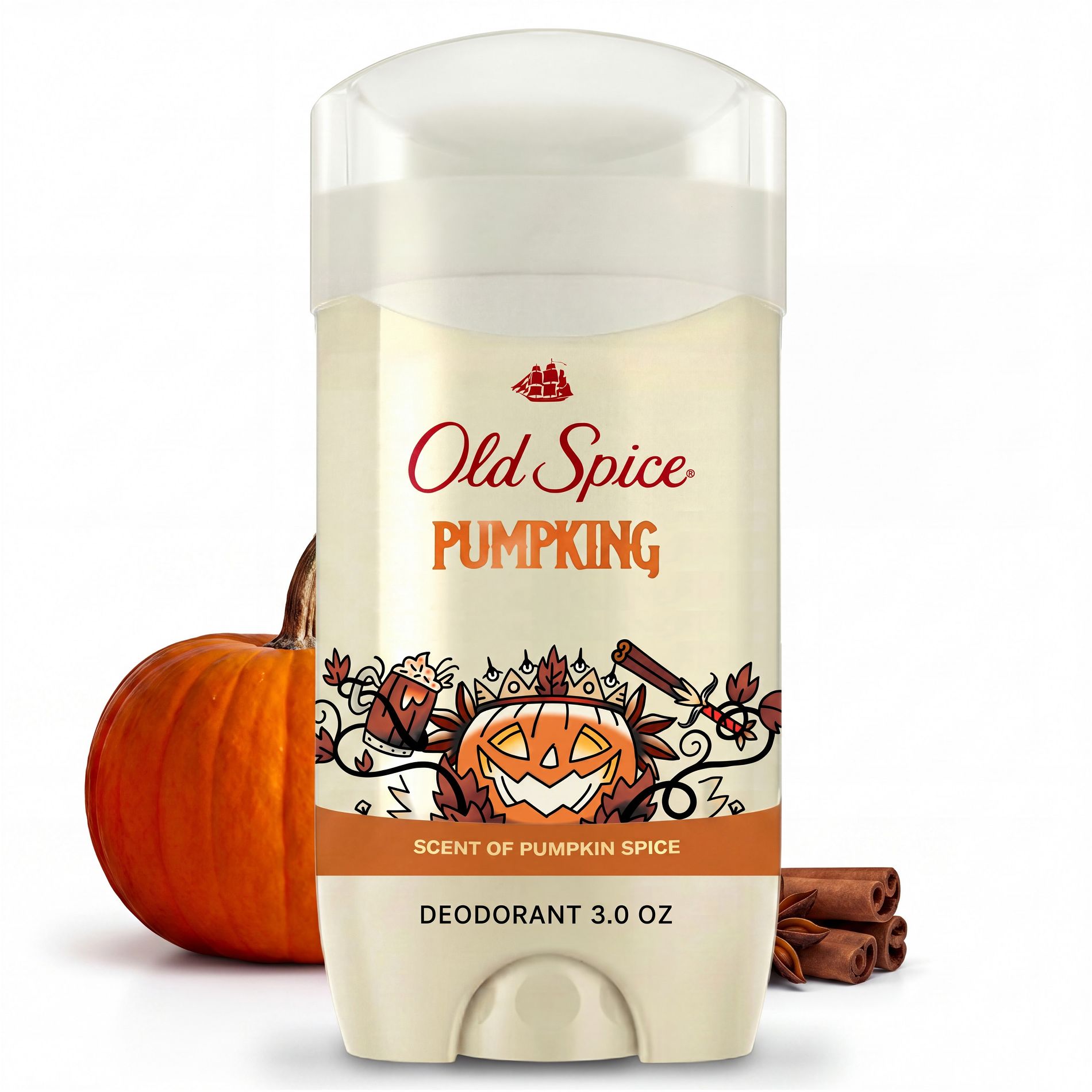 Old Spice Holidudes Deodorant - PumpKing - 3oz: Invisible Solid Deodorant, Under Arm Application, Pumpkin Spice Scent, Normal Skin Type