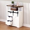 Small Sideboard Buffet Cabinet, Modern Farmhouse Kitchen Storage Cabinet with Sliding Barn Door & 3 Drawer - 4 of 4
