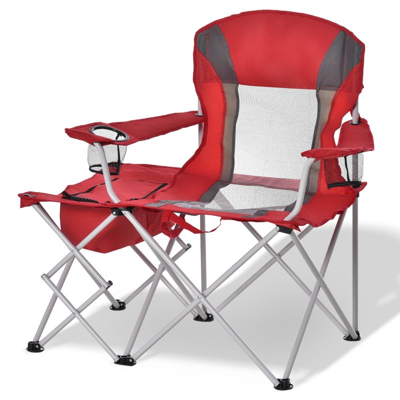 Outsunny Folding Camping Chair with Portable Insulation Table Bag, Two Cup Holders for Beach, Ice Fishing and Picnic, 4 of 9