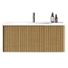 Dolonm Floating Bathroom Vanity with White Ceramic Sink, Modern Wall Mount Light Oak Storage Cabinet - 3 of 4