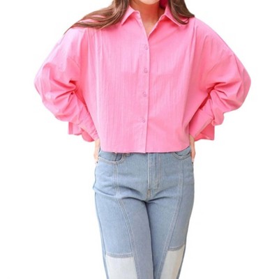 Women's Feelin' Fun Cropped Button Down Top - Main Strip