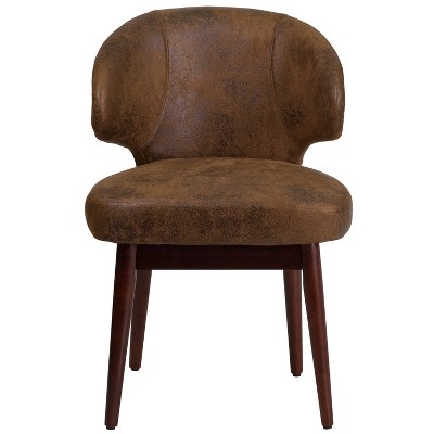Posh Black LeatherSoft Side Chair with Walnut Legs