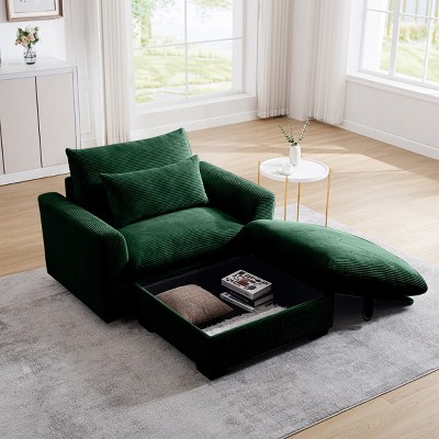 Corduroy Sofa Couch,Modular Sofa With Storage Ottoman,Deep Seat Couch,Sofa Couch For Living Room,Apartment-Cuddlewood