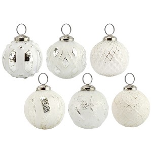 AuldHome Design Farmhouse Ball Christmas Ornaments, 6pc Set; Distressed Metal Ball Vintage Mercury Glass Style Rustic Holiday Decorations - 1 of 4