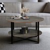 Round Coffee Table With 2-Tier Storage, Farmhouse Living Room Cocktail Table With Metal Leg, Patchwork Desktop Effect - 2 of 4