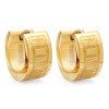 Steeltime Ladies 18k gold plated stainless steel huggie earrings with roman numeral accents - 2 of 4