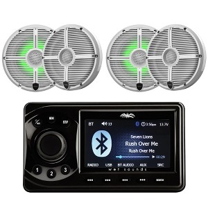 Wet Sounds WS-MC-1 5" LCD Bluetooth Marine Media Center +2 Pairs RECON 6 XW - 1 of 4