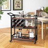 Costway 3-tier Bar Cart on Wheels Home Kitchen Serving Cart with Wine Rack & Glass Holder Rustic Brown/Brown - image 4 of 4