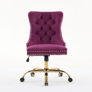 ChicFurnit Task and Office Chairs Velvet Upholstered Office Chair Swivel Chair Ergonomic Chair for Home Office, Purple, 24.8"*19.4"*38.6" - 1 of 4