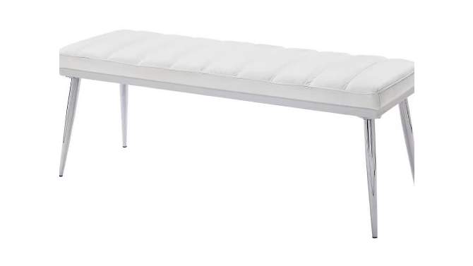 Weizor Bench White Faux Leather/Chrome - Acme Furniture, 2 of 7, play video