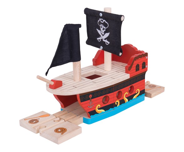 Bigjigs Rail Pirate Galleon Wooden Railway Train Set Accessory