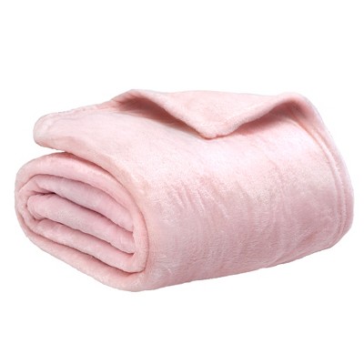 Light Pink Fleece Throw Blanket for Sofa and Bed