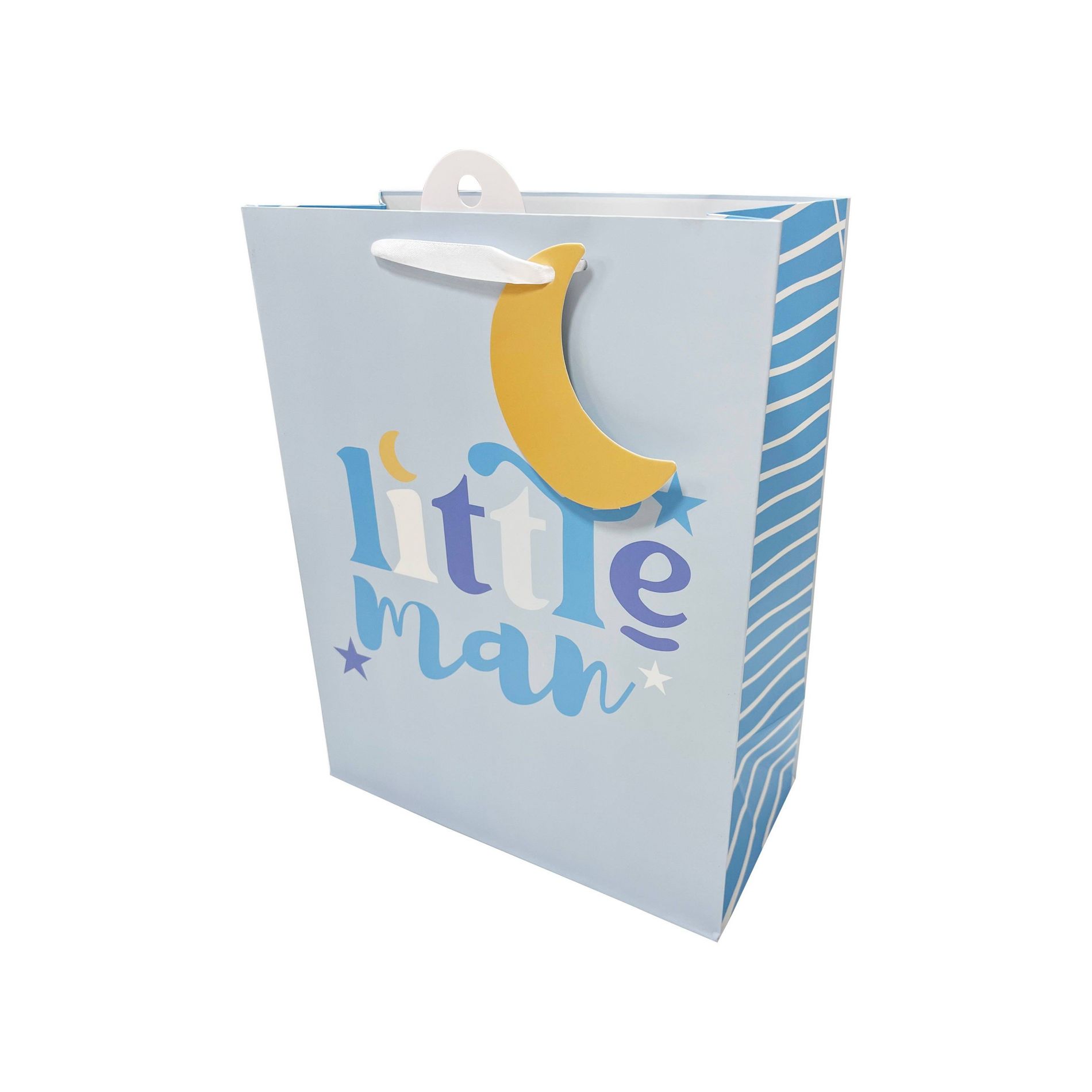 Bows And Sparkles Medium 'Little Man' Baby Gift Bag with Tag Blue