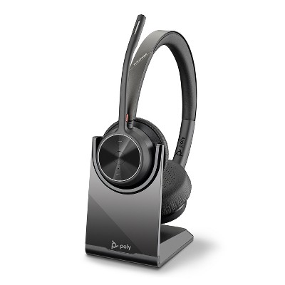 Poly Voyager 4320 UC Wireless Headset + Charge Stand (Plantronics) - Headphones with Boom Mic - Connect to PC / Mac via USB-A Bluetooth Adapter, Cell Phone via Bluetooth - Works with Teams, Zoom & More