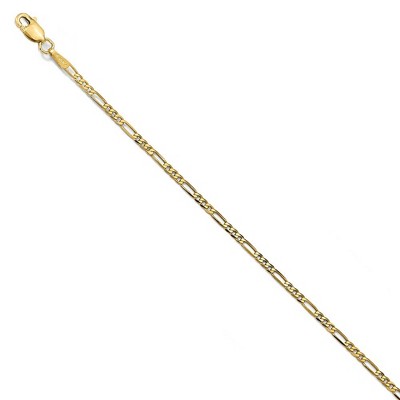 Black Bow Jewelry 1.8mm 14k Yellow Gold Flat Figaro Chain Bracelet
