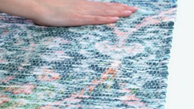 Saffron Blue and Peach Cotton Flat Woven Runner Rug