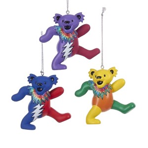 Kurt Adler Resin Ornaments for Christmas Tree, Grateful Dead Bears (Set of 3) - 1 of 4