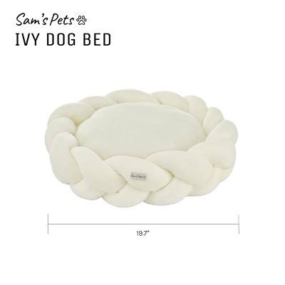 Ivy 20'' White Cotton Braided Bolster Dog Bed