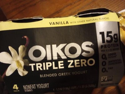 Oikos Triple Zero Vanilla Protein Nonfat Greek Yogurt Cup, 5.3 oz