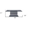 HomeRoots 79" Dark Gray Faux Crystals Glass and Wood Pedestal Base Dining Table - 3 of 4