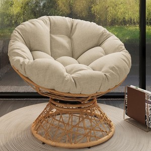 NicBex Ergonomic Accent Chair Swivel Chair with 360 Degree Rattan Chair with Cloud Thick Density Fabric Cushion for Living Room, Bedroom - 1 of 4