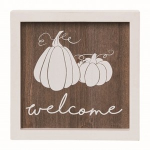 Transpac Wood 8 in. Multicolor Autumn Twin Pumpkin Welcome Decor - 1 of 2