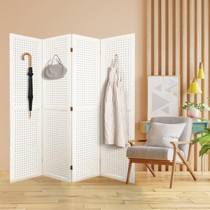 NicBex 4-panel Display 5.6' Room Divider Portable Wooden Folding Privacy Screen Freestanding Wall Partition for Home & Office, White - 1 of 4