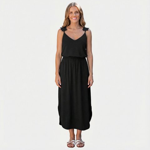 Женские платья Cupshe Women's Elegant Black Sleeveless Maxi Dress with Side Slit-L-Black