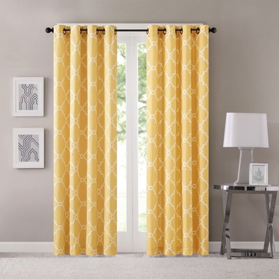 50 X63 Sereno Fretwork Print Curtain Panel Yellow Target