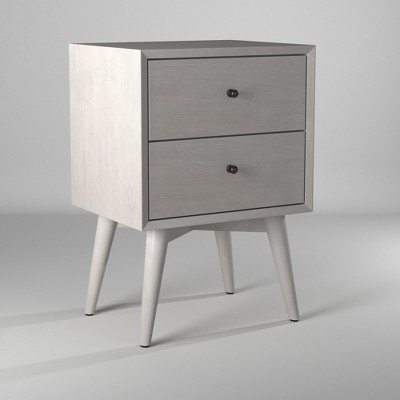 Transitional Gray Mahogany 2-Drawer Nightstand