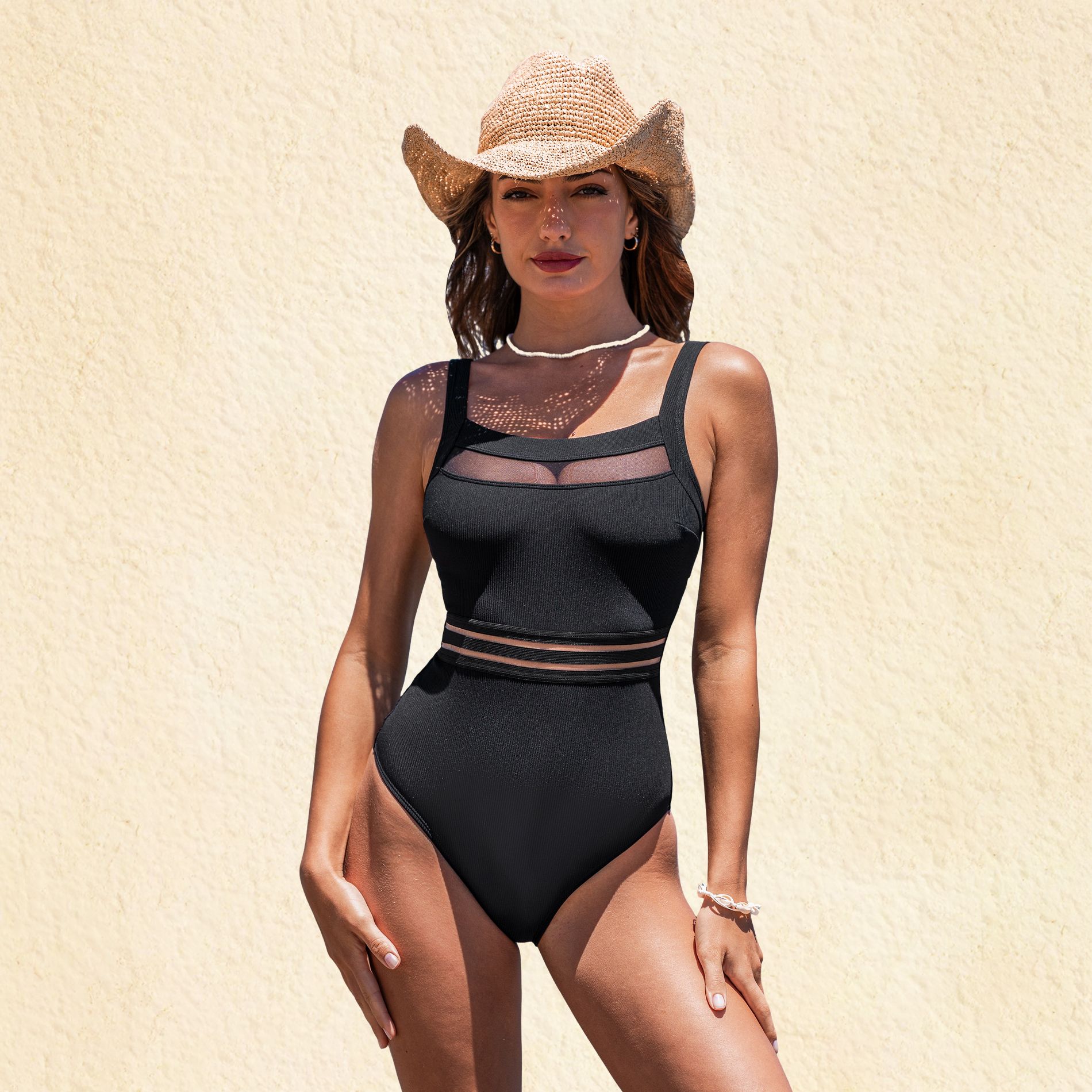 Women's Chic Mesh Panel One-Piece Swimsuit - Cupshe