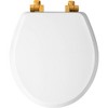 Benton Soft Close Enameled Wood Toilet Seat Never Loosens Brushed Gold Hinge White - Mayfair by Bemis - 3 of 4