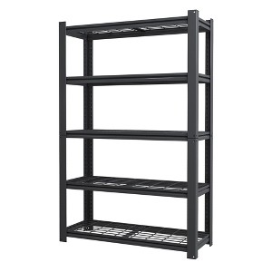 Sapphtopaz Metal Storage Shelves Adjustable 2000LBS Heavy Duty Garage Shelving,Utility Storage Rack for Utility Rooms, Black - 1 of 4