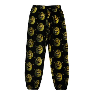 Shrek Character Heads Adult Black Polar Fleece Pants - 1 of 3