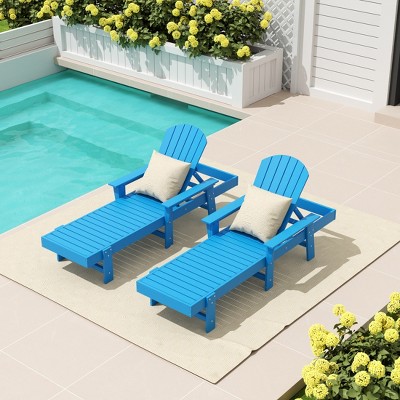 WestinTrends Dylan 2 Piece Adirondack Poly Reclining Chaise Lounge With Arms