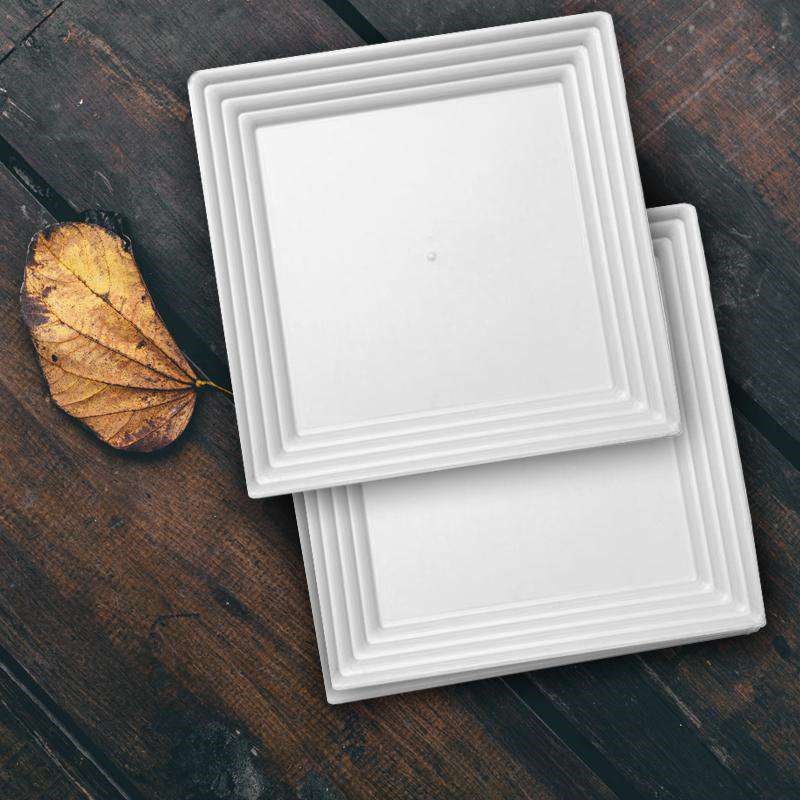 Smarty Had A Party 12" x 12" White Square with Groove Rim Plastic Serving Trays (24 Trays), 2 of 5