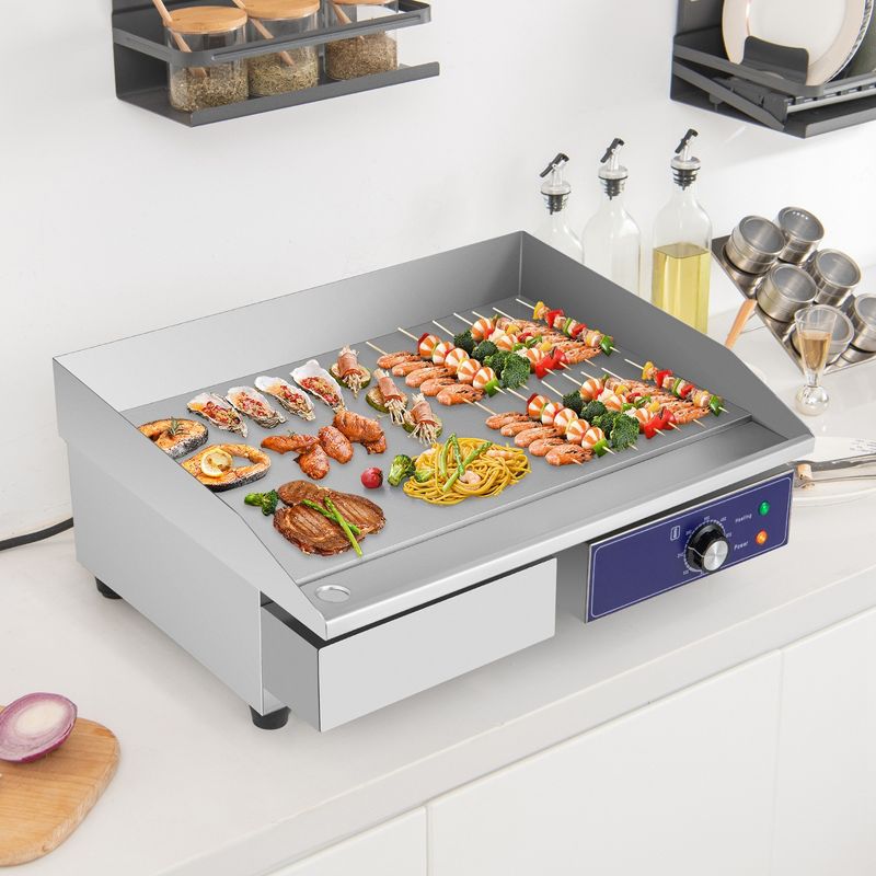 Costway 22'' Commercial Electric Griddle 110V 2000W Flat Top Countertop Grill 122℉-572℉, 4 of 11