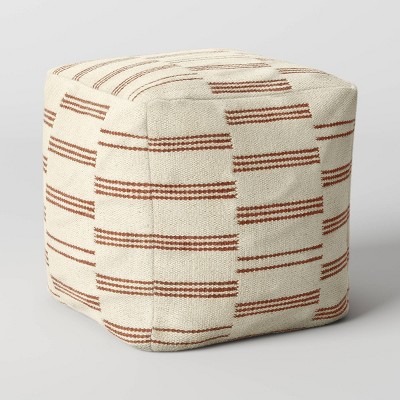 Palmette Wool Kilim Style Pouf with Removable Fill Cream with Rust Stripe - Threshold™