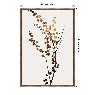 Golden Winter Florals Beaded Framed Canvas Wall Art 16 x 23