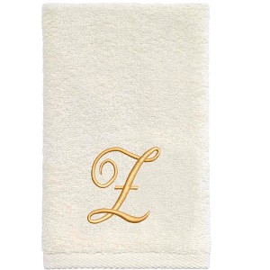 Avanti  Ivory with Gold Script Monogram Fingertip Towel Letter   Z - 1 of 3