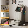 Large Dog Food Storage Cabinet with Flip Top - Pet Feeding Station & Organizer w/Transparent Lid, Side Hooks for Leashes - Multi-Functional Furniture - 2 of 4