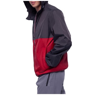 Мужские куртки Rokka&Rolla Men's Full Zip Rain Jacket Packable Light Windbreaker-Gray Red, size Small — фото 5