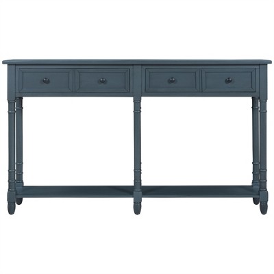 XINGHANZHENXUAN Console Table with 2 Drawers & Shelf, Easy Assembly Sofa Table for Living Room & Entryway, Distressed Wood Finish