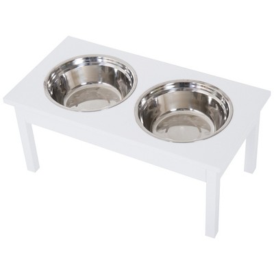 Pawhut Double Stainless Steel Heavy Duty Dog Food Bowl Elevated Pet Feeding  Station For Medium Dogs, 22 Inches : Target