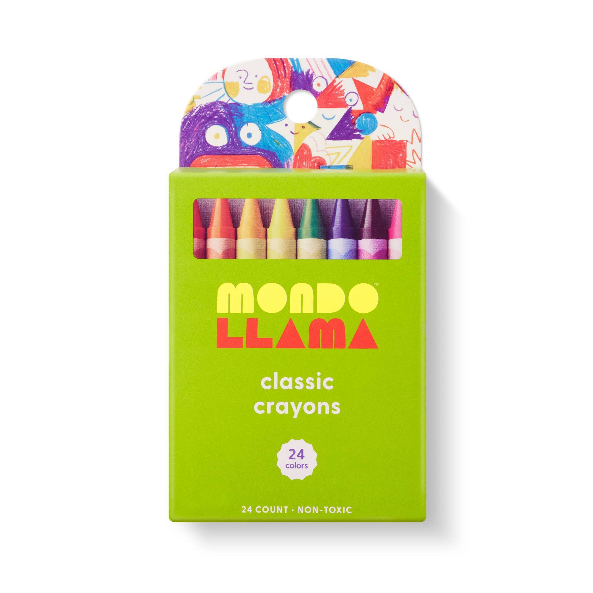 24ct Crayons Classic Colors - Mondo Llama™: School Supplies for Kids, Low-Odor, Multicolor, Ages 3+